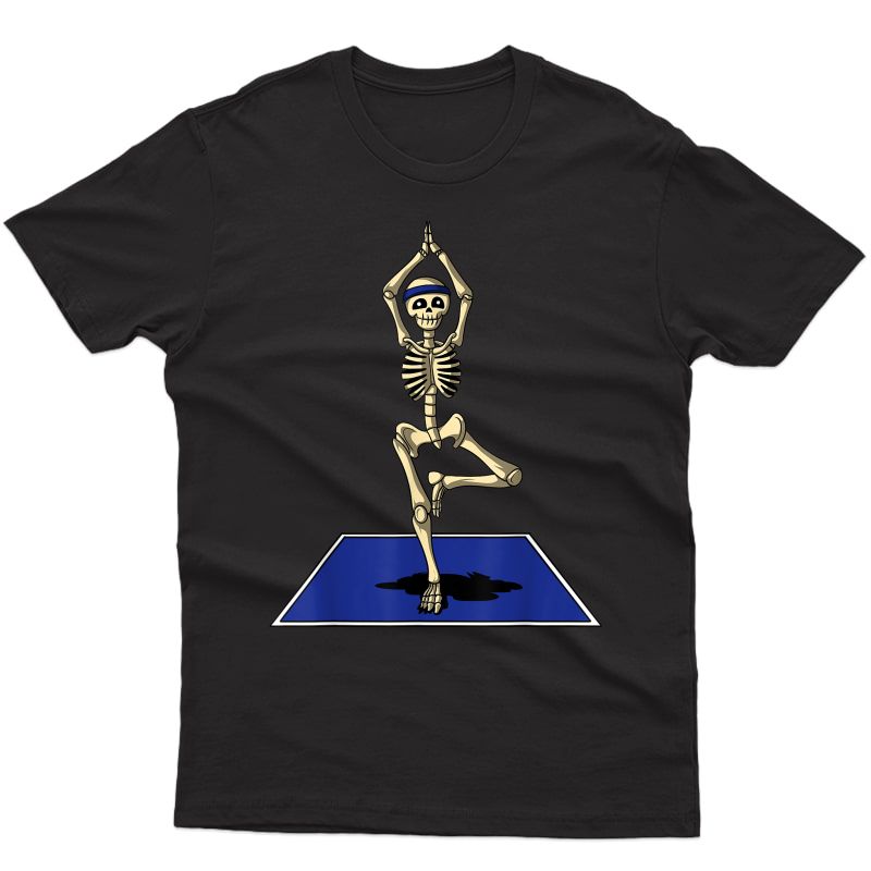 Skeleton Yoga Workout Poses Zen Scary Halloween T-shirt