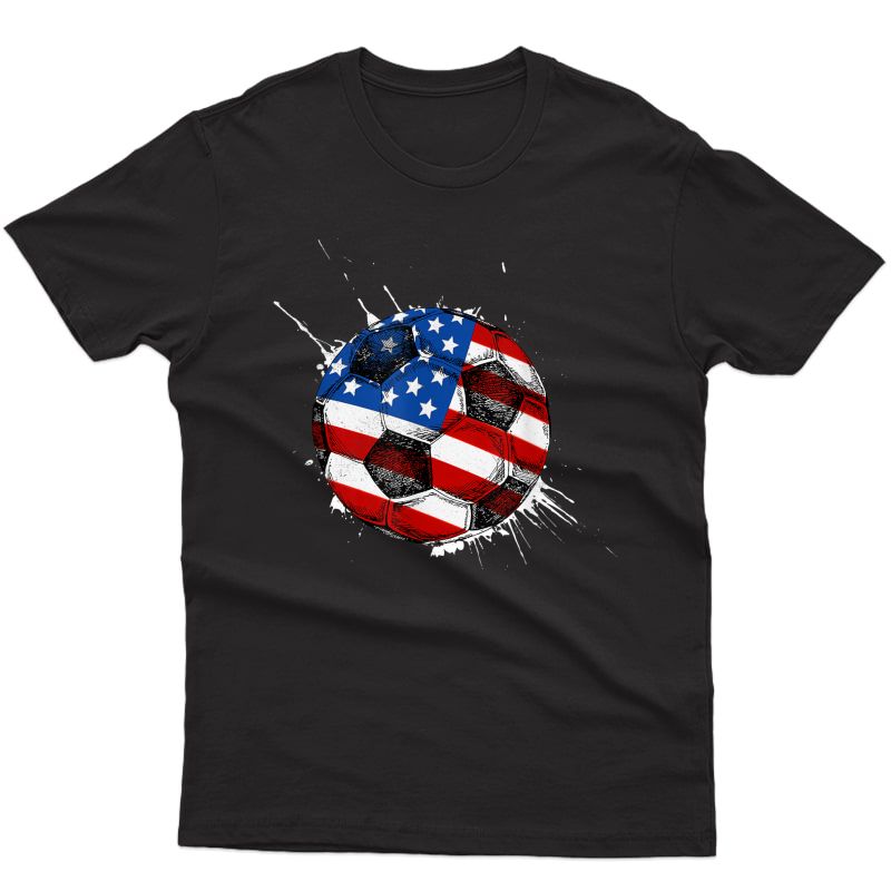 Soccer American Flag 4th Of July T Shirt Girls T-shirt