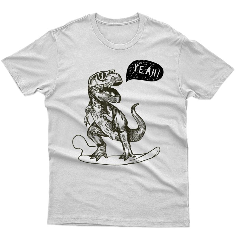 Surfing Dinosaur T- Shirt T Rex Dino Surf Gift Tee