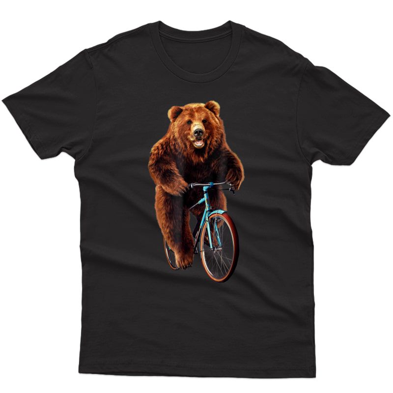 T-shirt - Happy Grizzly Bear Cycling, Mountain Bike Bicycle