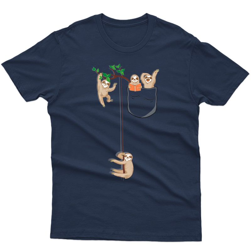 T-shirt, Happy Sloth Family Habitat In Pocket