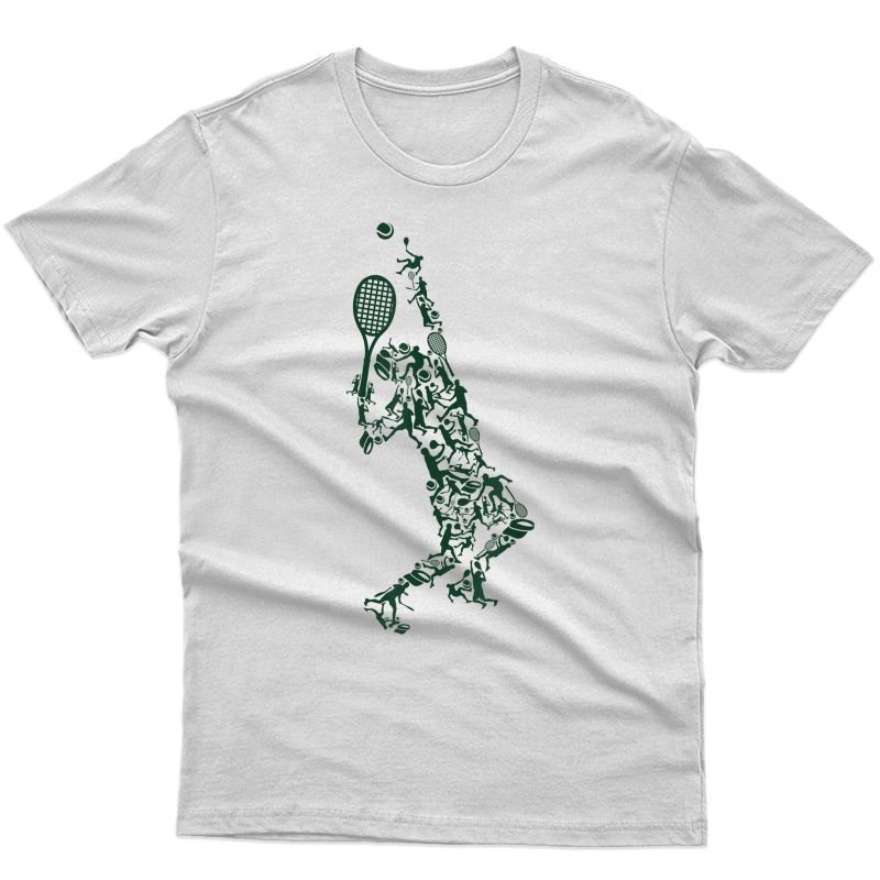 Tennis T Shirt - Player Positions Balls Racket In Drawing