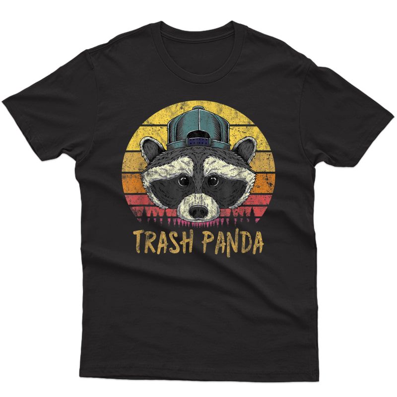 Trash Panda Raccoon Head Retro Sunset Funny Vintage Graphic T-shirt