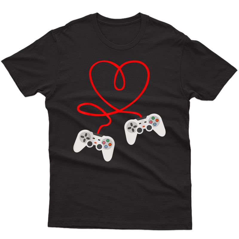 Video Gamer Valentines Day T-shirt With Controllers Heart