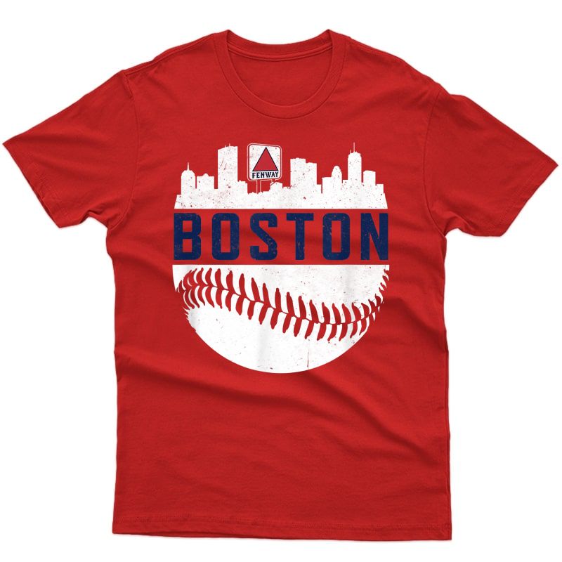 Vintage Boston Baseball Skyline Massachusetts Retro Fan Gift T-shirt