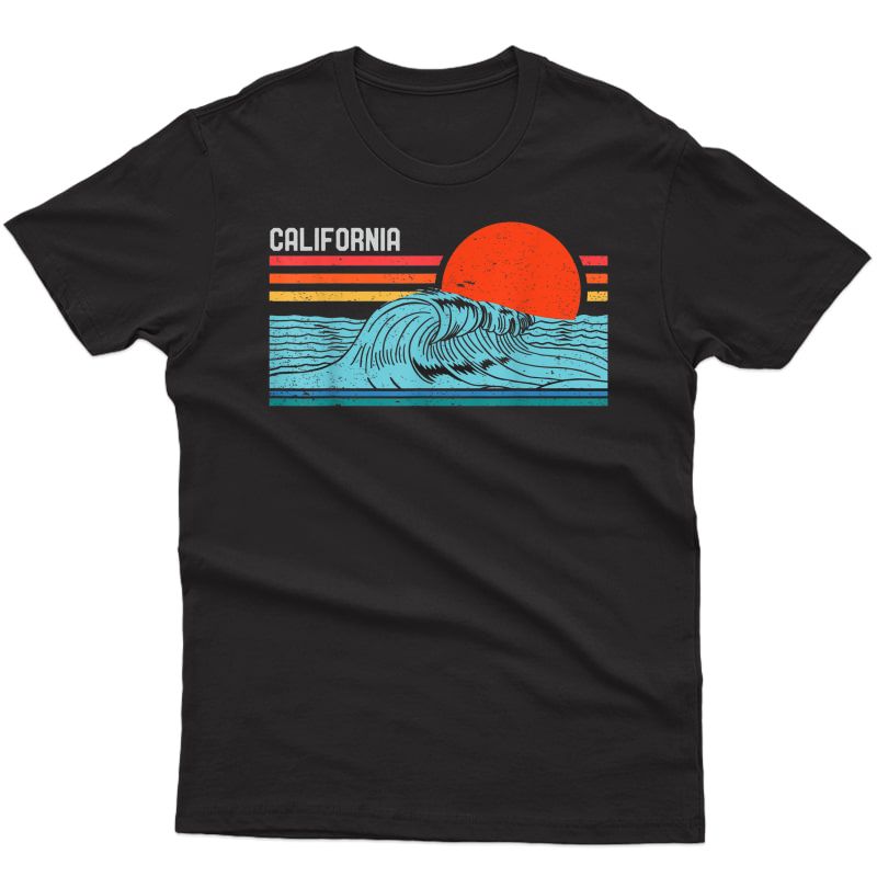 Vintage California Wave Surf Retro Beach Surfing 80s T-shirt
