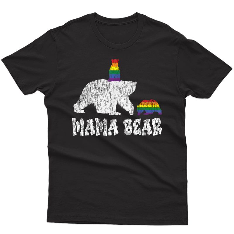 Vintage Mama Bear Pride Mother Teens Mom Lesbian Gay Lgbtq T-shirt