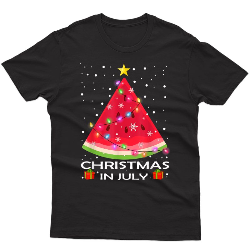 Watermelon Christmas Tree Christmas In July Summer Vacation T-shirt
