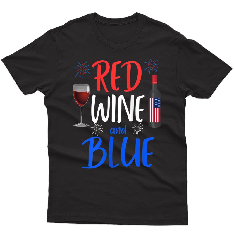  Red Wine And Blue Funny 4th Of July Drinking Tank Top Shirts